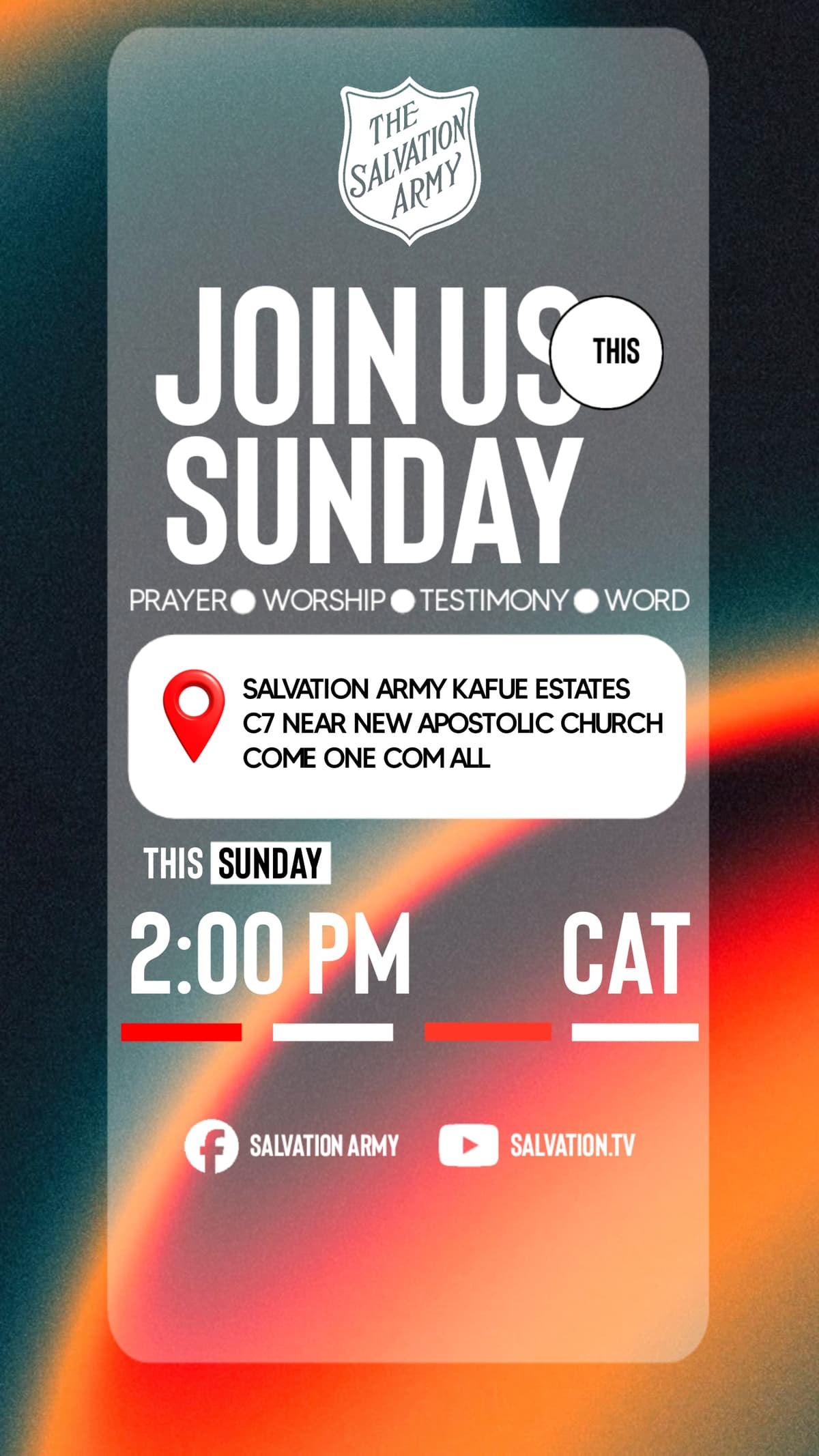 Salvation Army Sunday service social story