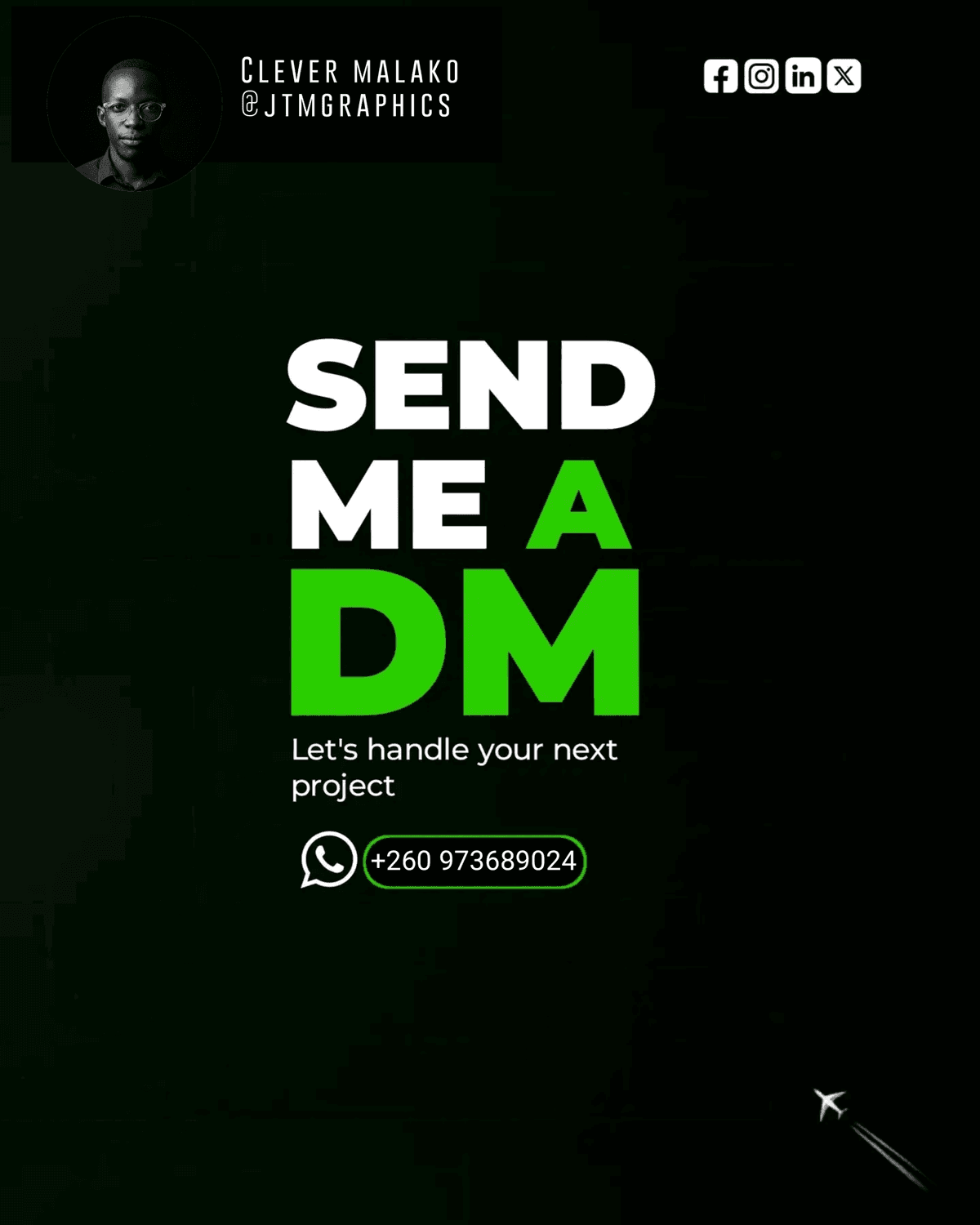 "Send Me A DM" promotional social post