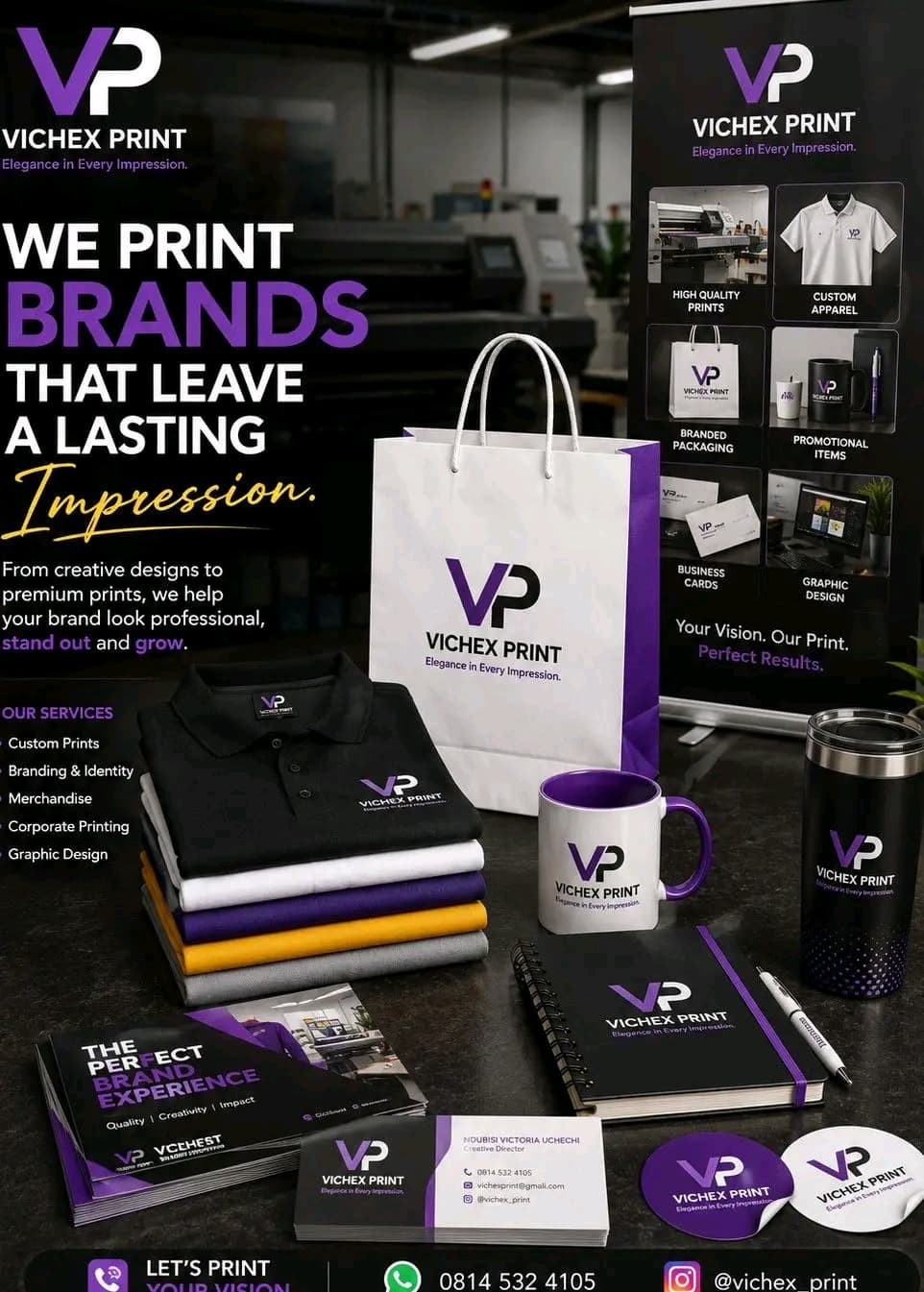 Vichex Print full brand identity mockup